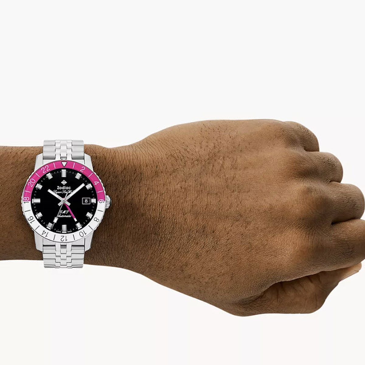 Zodiac Super Sea Wolf Stainless Steel Pink 40 mm Bracelet Watch