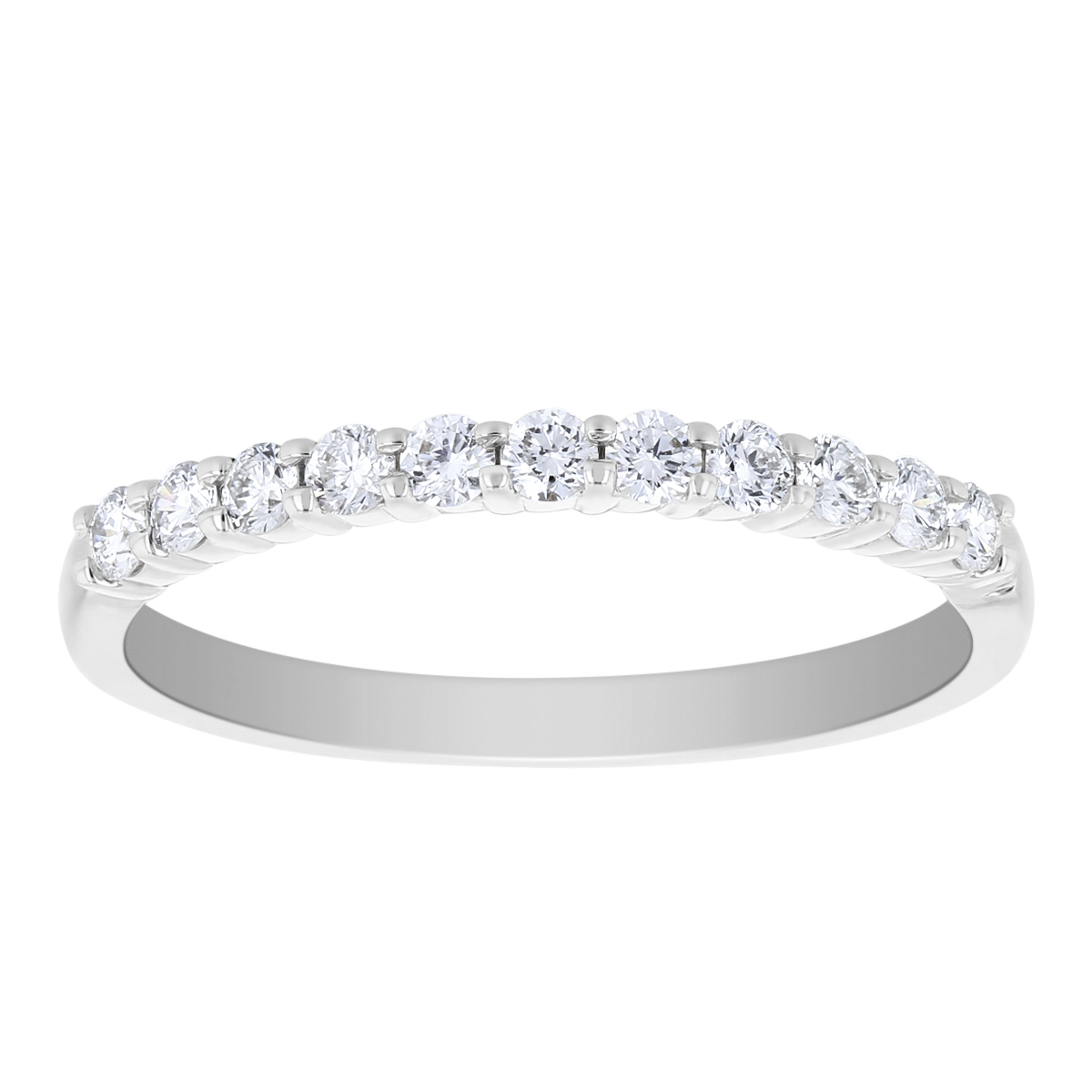 White Gold Prong Set Diamond Wedding Band, 0.28cttw