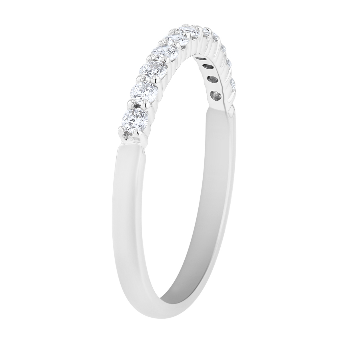 White Gold Prong Set Diamond Wedding Band, 0.28cttw