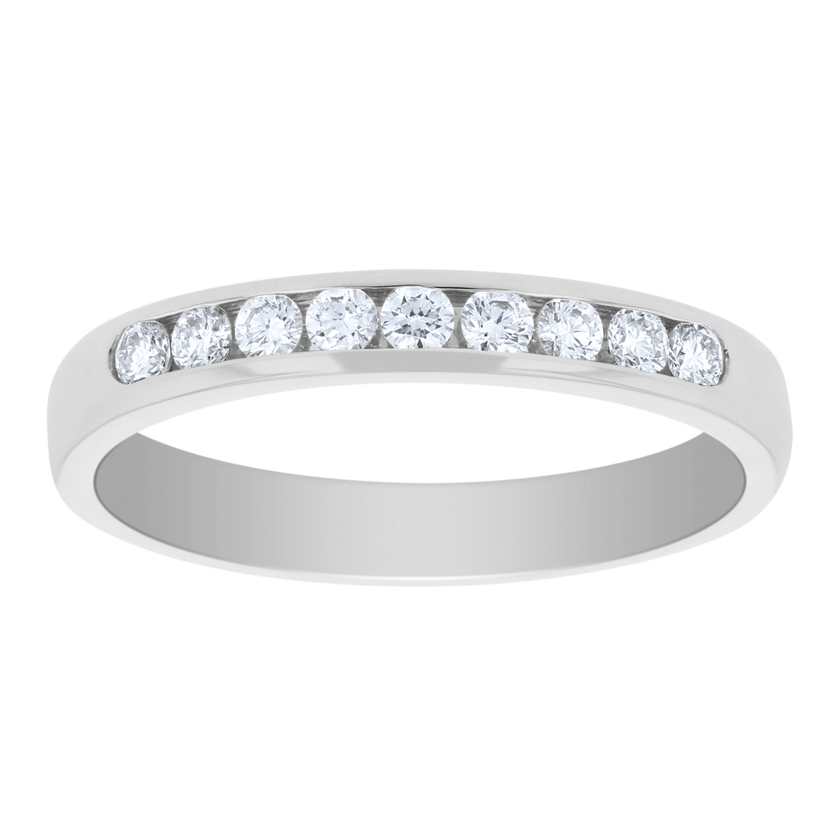 14K White Gold Channel Set Diamond Wedding Band, 0.25cttw