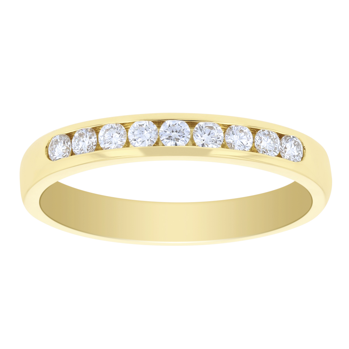 14K Yellow Gold Channel Set Diamond Wedding Band, 0.25cttw