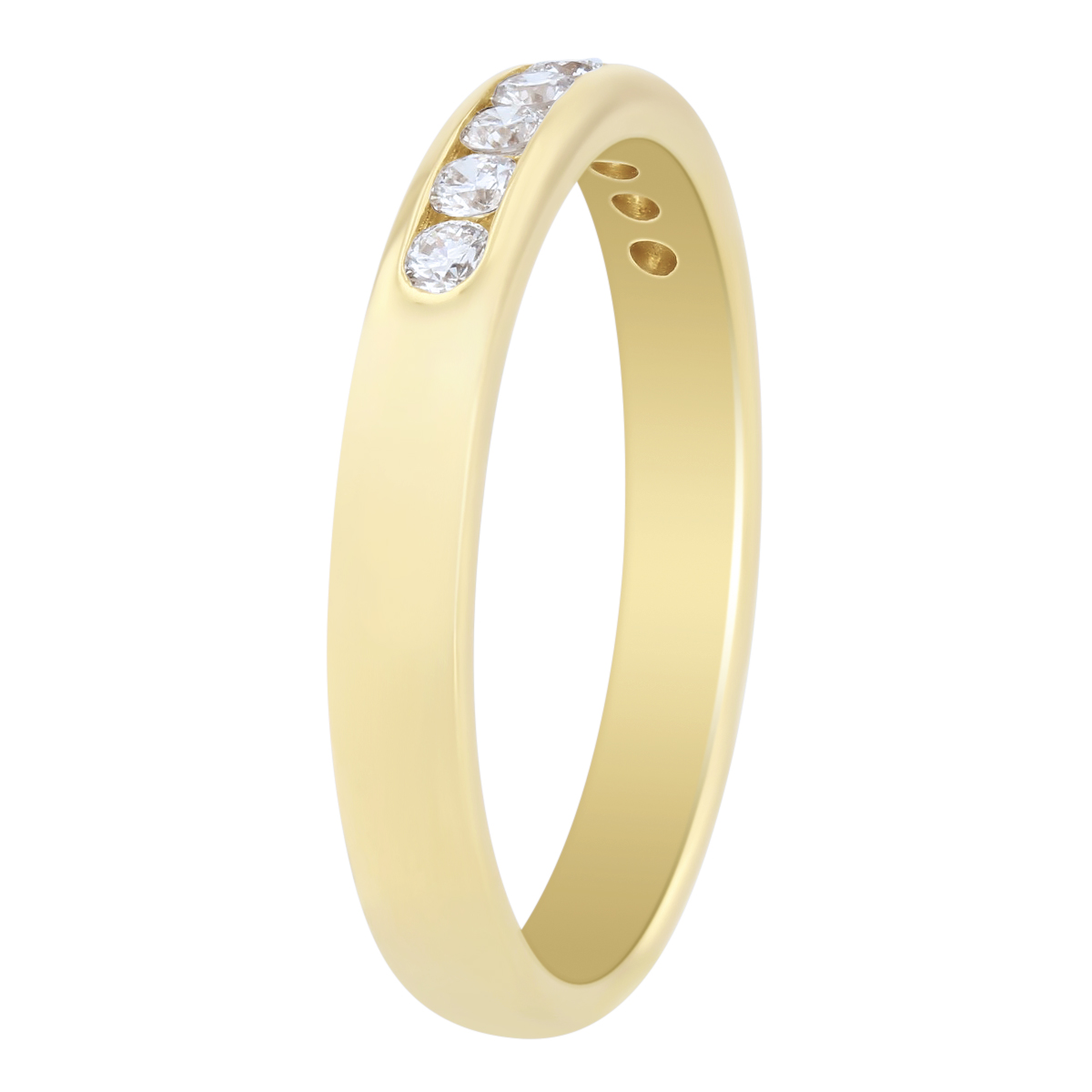 14K Yellow Gold Channel Set Diamond Wedding Band, 0.25cttw