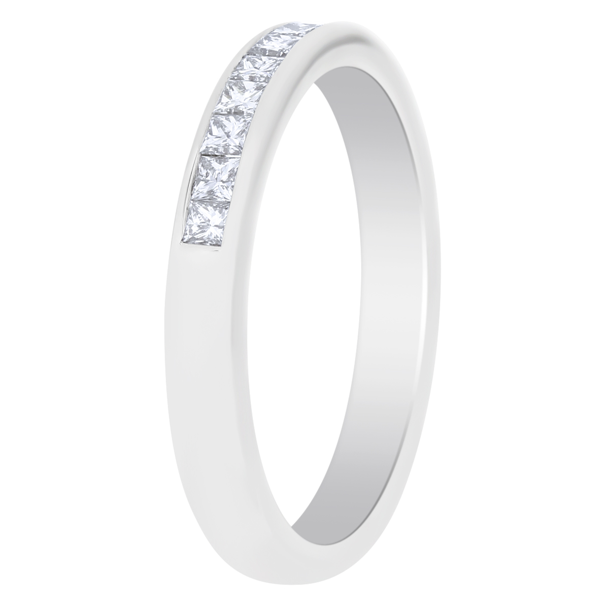 14K White Gold Channel Set Princess Cut Diamond Wedding Band, 0.25cttw