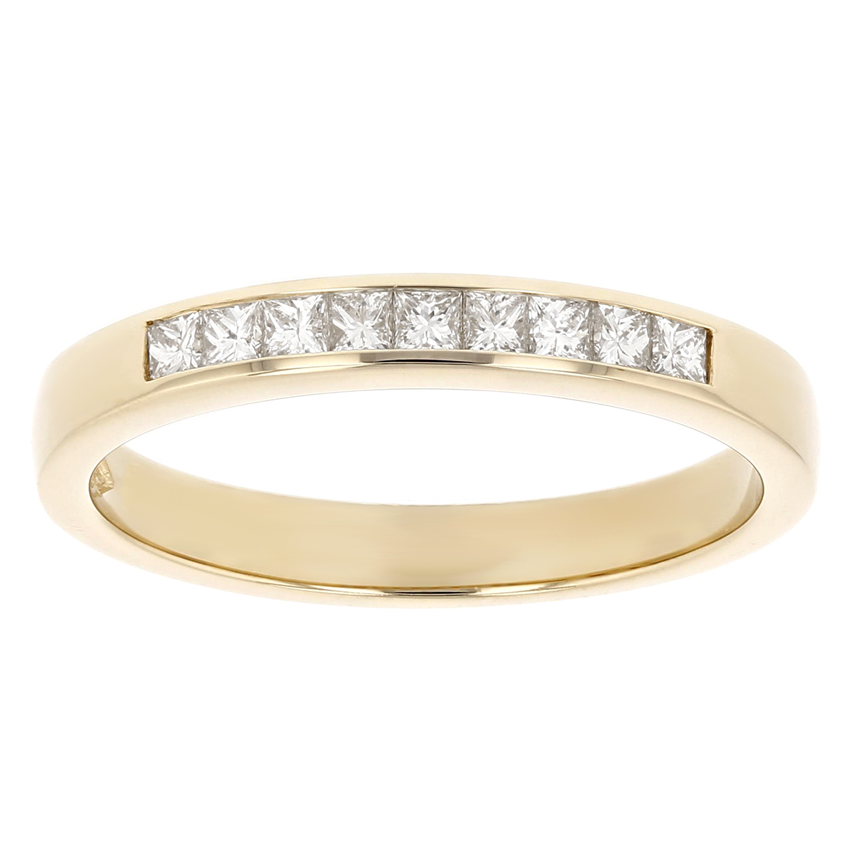 14K Yellow Gold Princess Diamond Channel Set Wedding Band