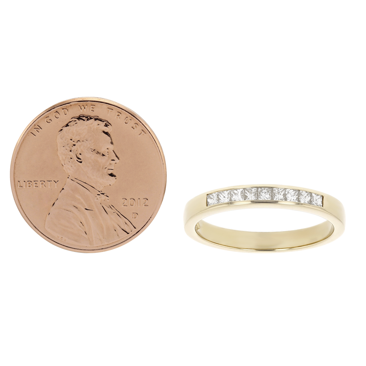 Yellow Gold Princess Diamond Channel Set Wedding Band