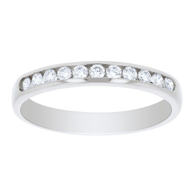 Platinum Channel Set Diamond Wedding Band, 0.25cttw