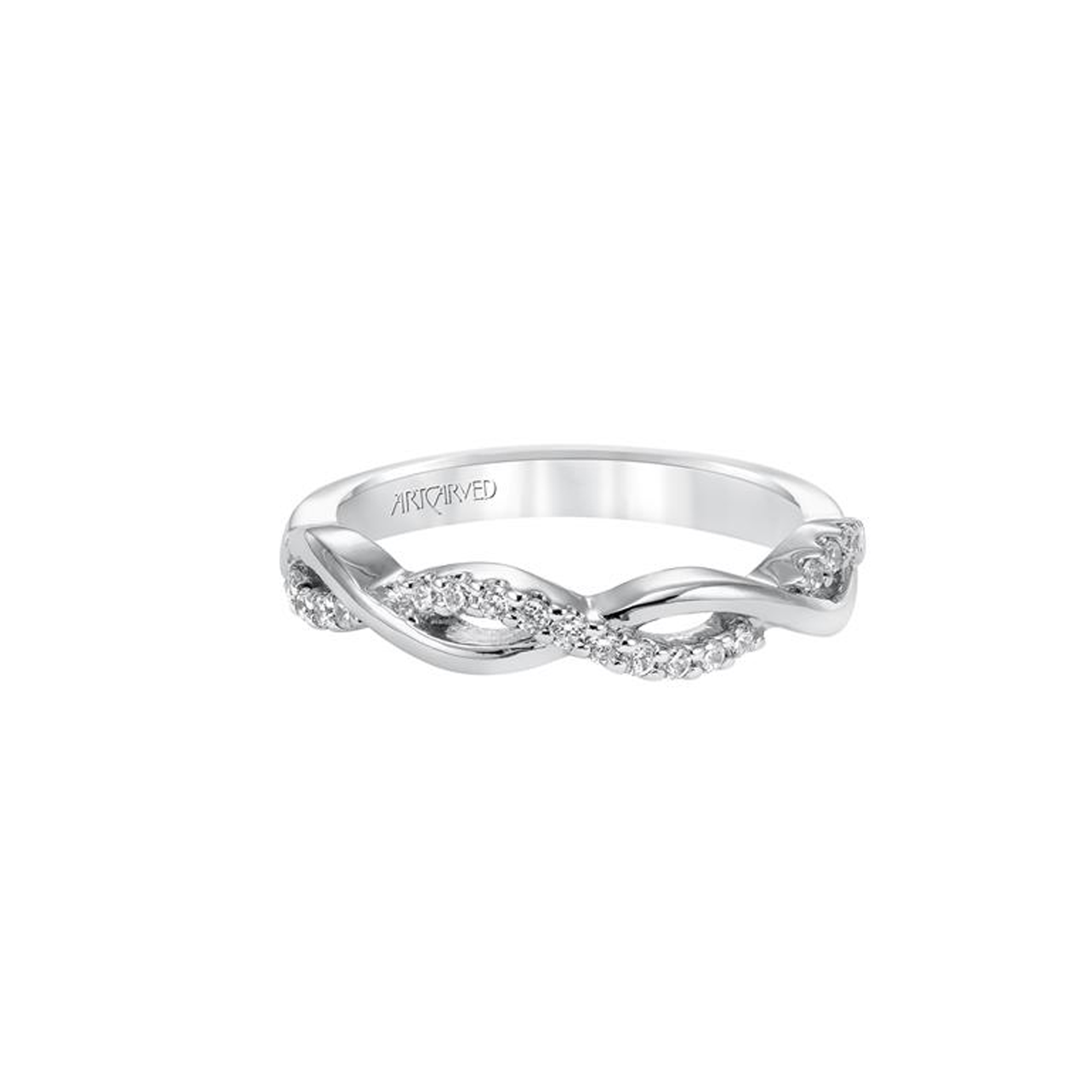 ArtCarved Diamond Twisted Wedding Band in White Gold