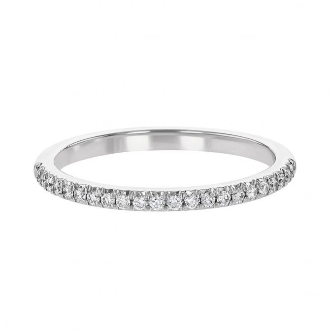 18K White Gold Shared Prong Diamond Wedding Band, 0.14cttw