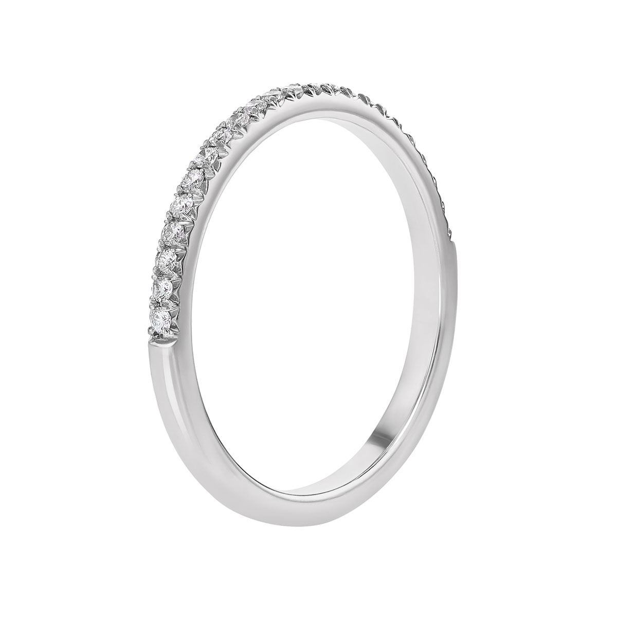 18K White Gold Shared Prong Diamond Wedding Band, 0.14cttw