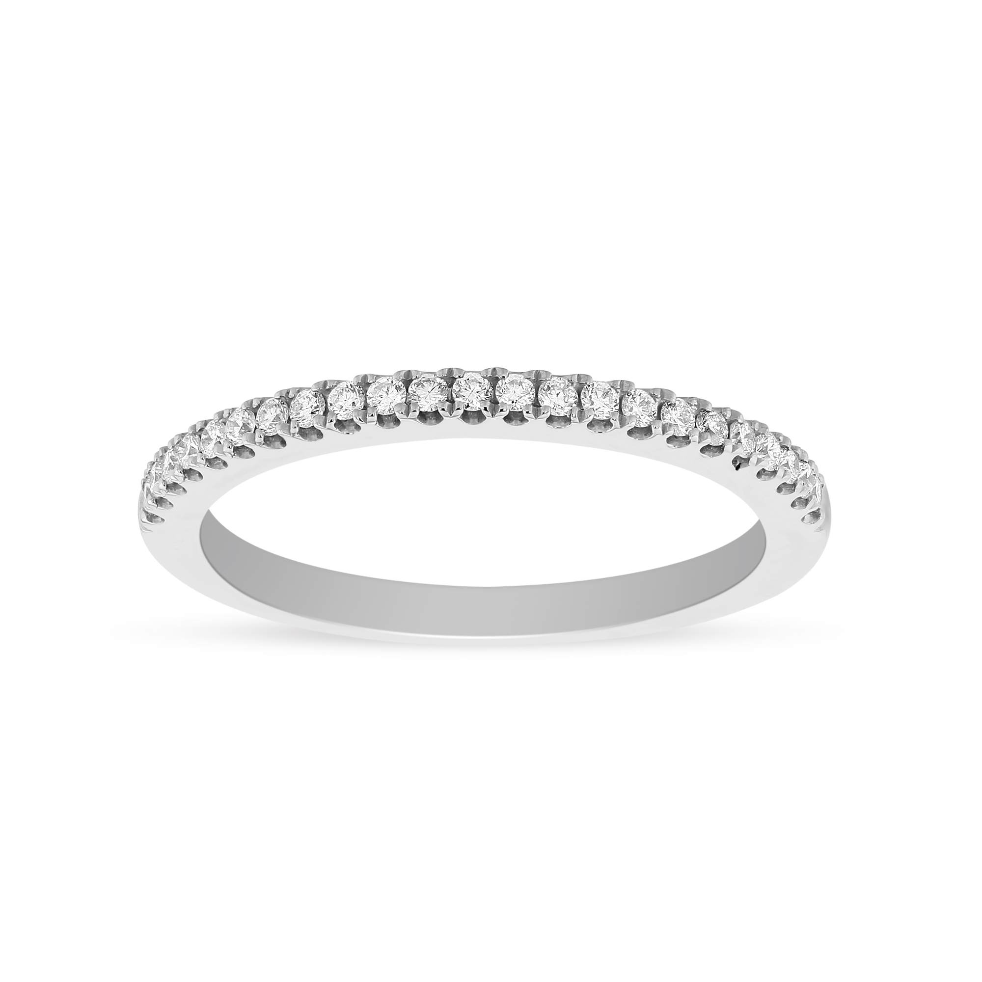 White Gold Diamond Shared Prong Wedding Band, 0.16aptw