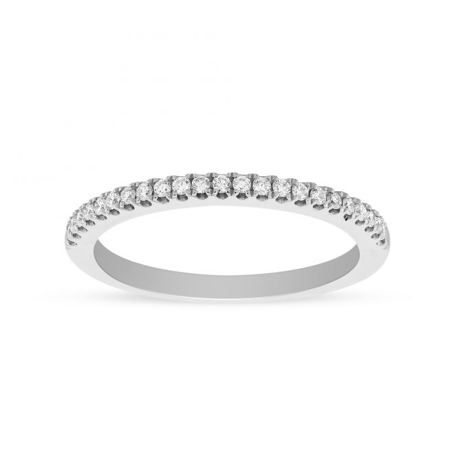 White Gold Diamond Shared Prong Wedding Band, 0.16aptw