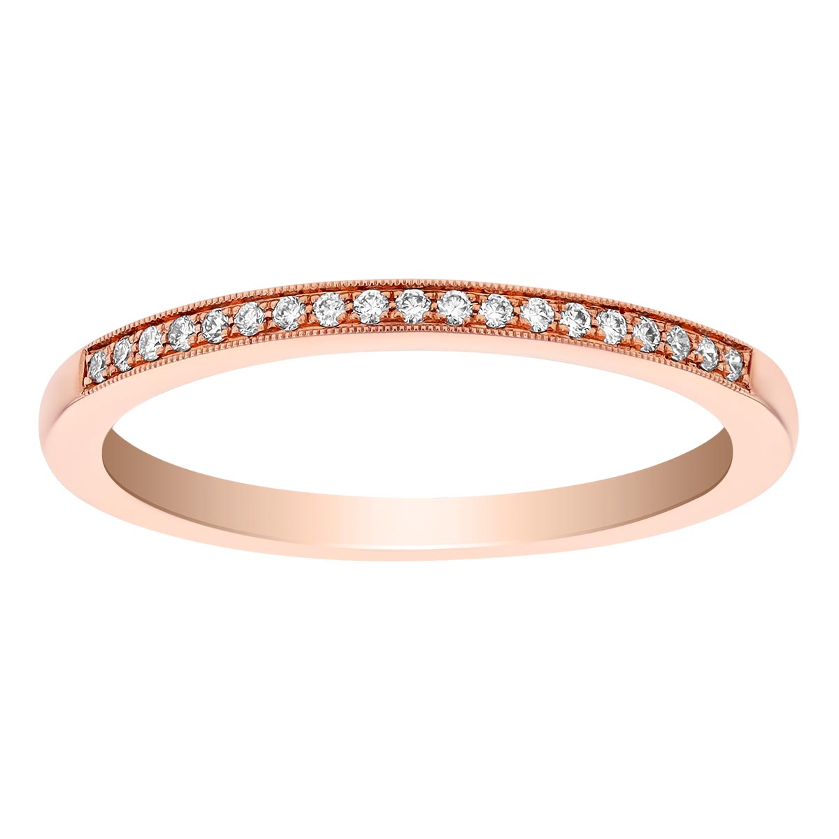 14K Rose Gold Diamond Band With Milgrain