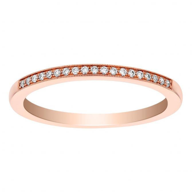 14K Rose Gold Diamond Band With Milgrain