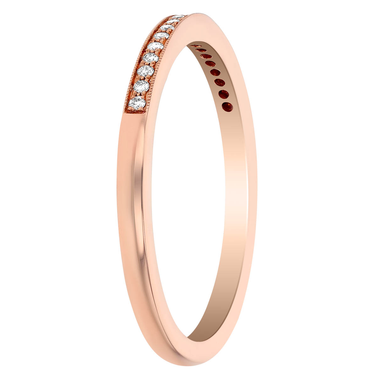 14K Rose Gold Diamond Band With Milgrain