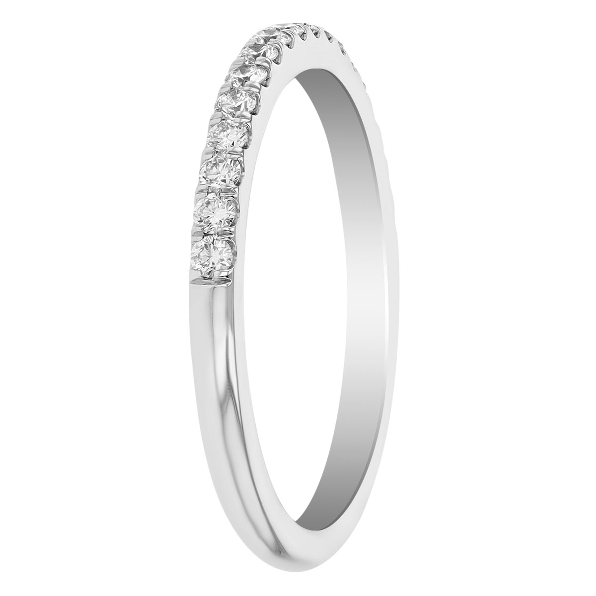 14K White Gold Round Diamond Prong Set Wedding Ring, 0.26cttw