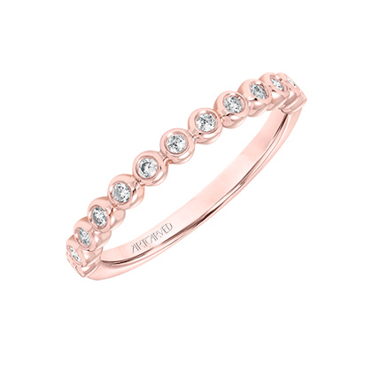 ArtCarved Diamond Bezel Set Wedding Band in Rose Gold, 0.19 aptw