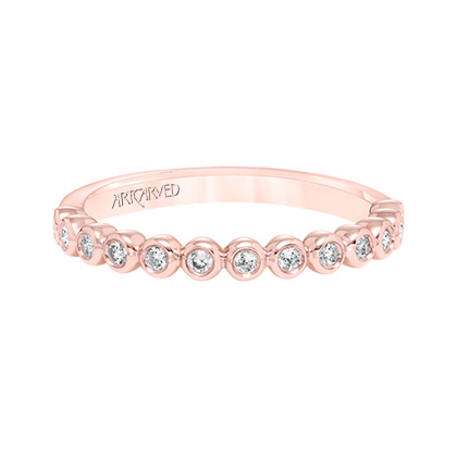 ArtCarved Diamond Bezel Set Wedding Band in Rose Gold, 0.19 aptw