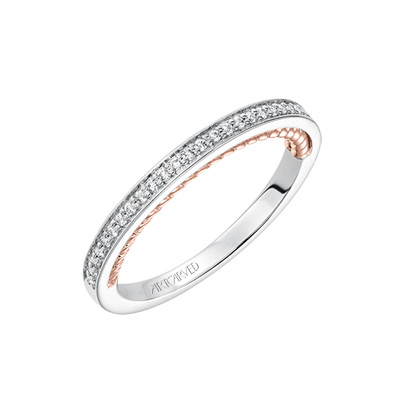 ArtCarved Diamond Rope Wedding Band in White & Rose Gold