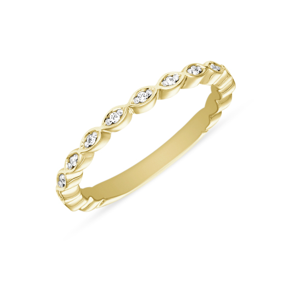 ArtCarved 14K Yellow Gold Diamond Marquise Wedding Band, 0.07aptw