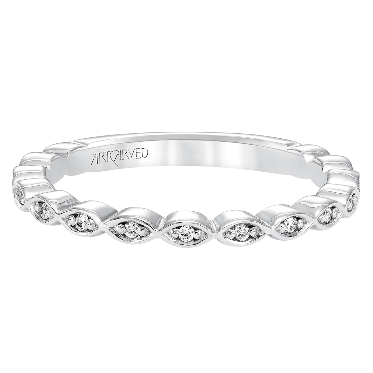 Artcarved 14k White Gold Round Diamond Marquise Wedding Band Borsheims Artcarved 14k White Gold Round Diamond Marquise Wedding Band