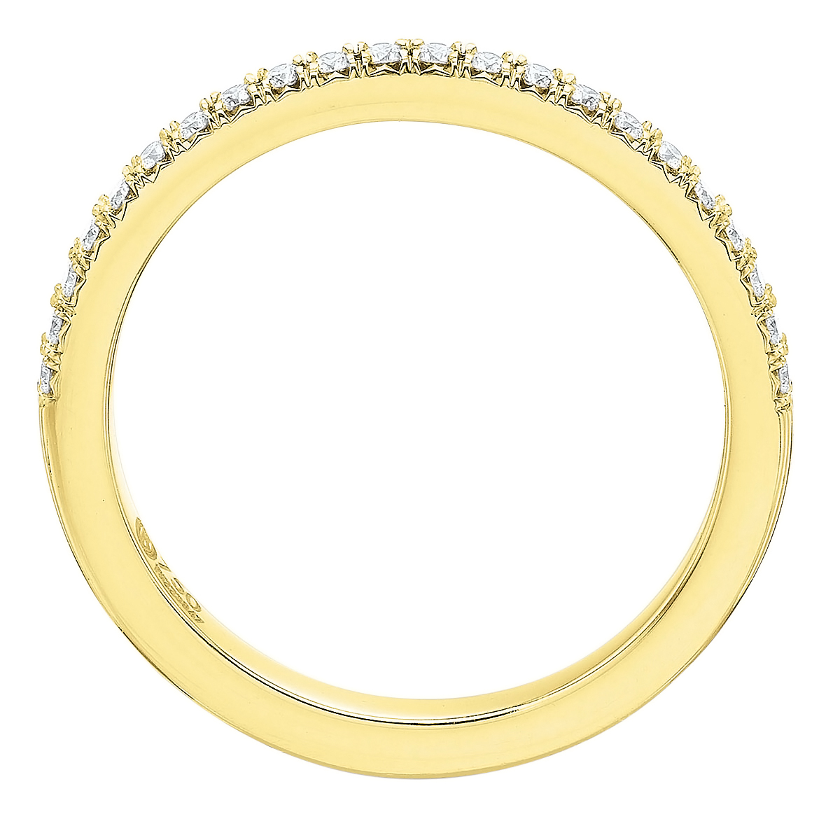 Diamond Pavé Half Shank Wedding Band in Yellow Gold