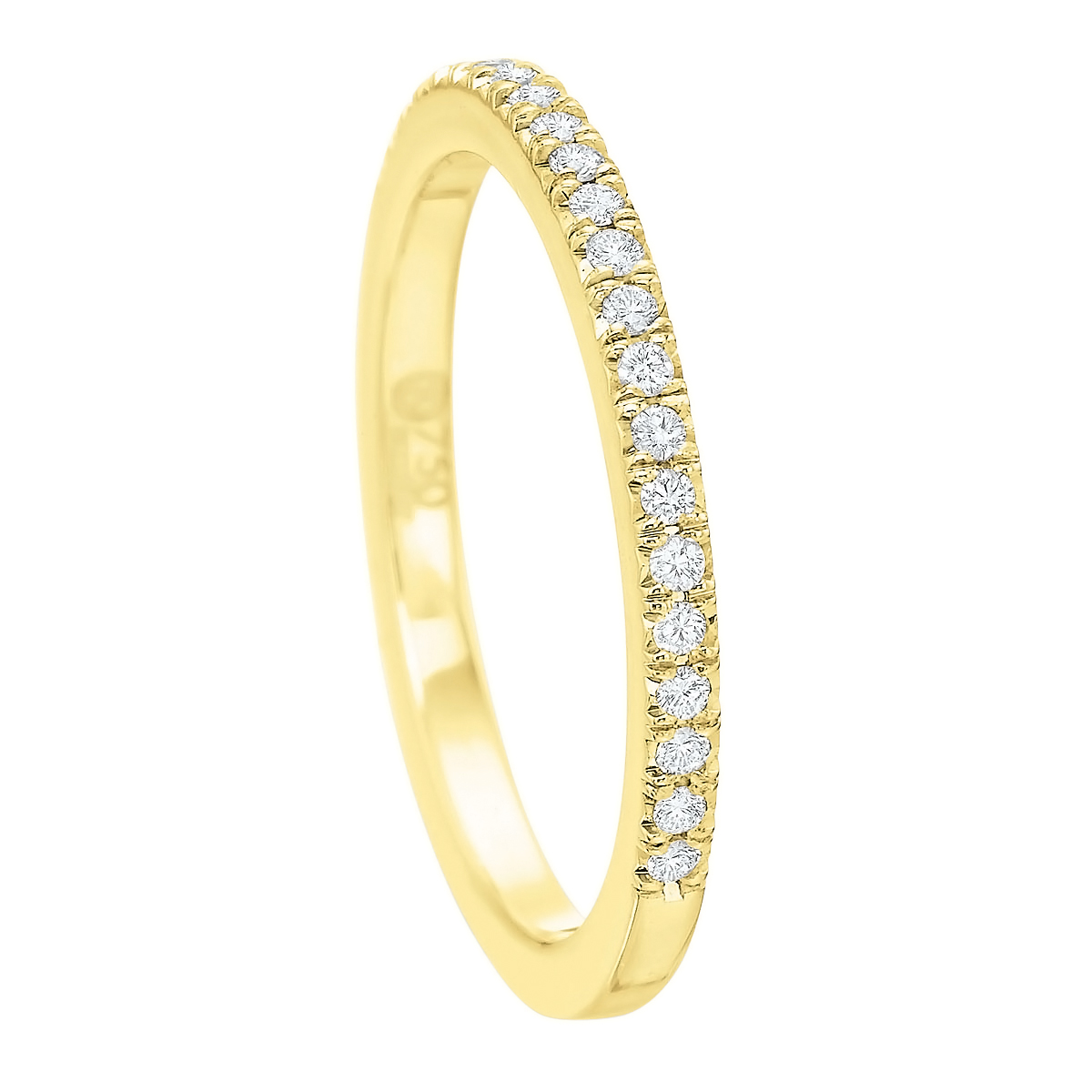 Diamond Pavé Half Shank Wedding Band in Yellow Gold