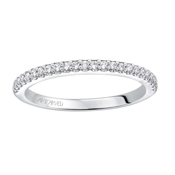 ArtCarved Diamond Shared Prong Wedding Band in White Gold
