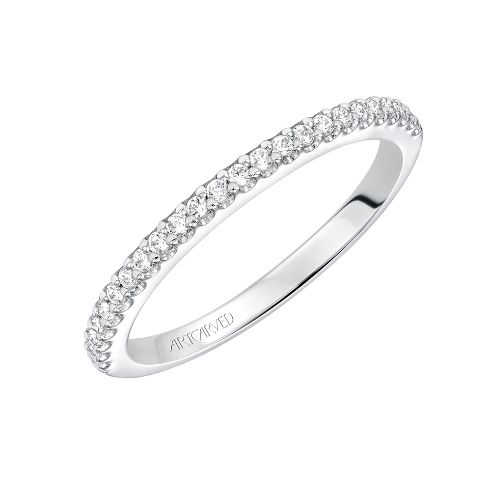 ArtCarved Diamond Shared Prong Wedding Band in White Gold