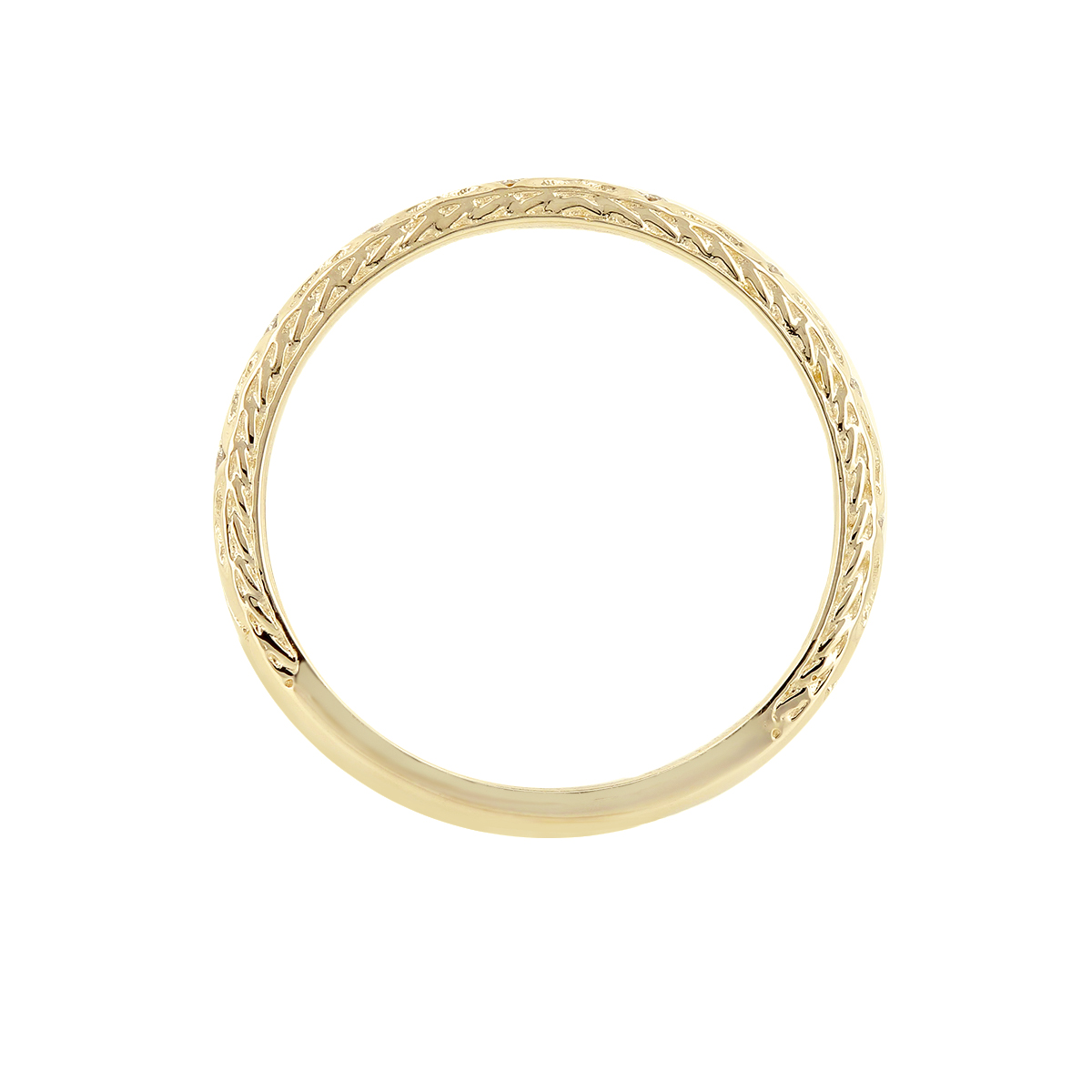 Yellow Gold Diamond Engraved Wedding Band, 0.05cttw