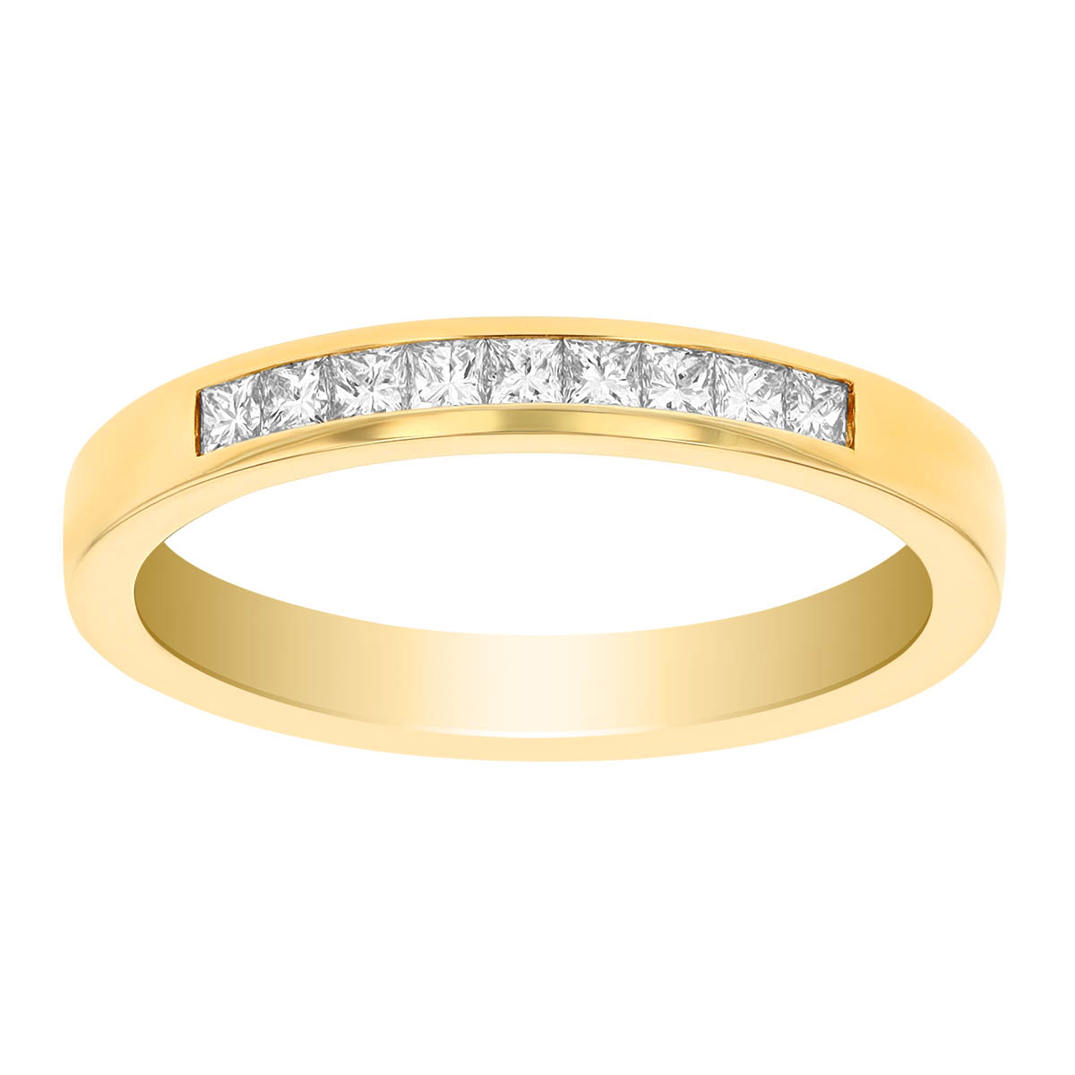 14K Yellow Gold Channel Set Princess Cut Diamond Wedding