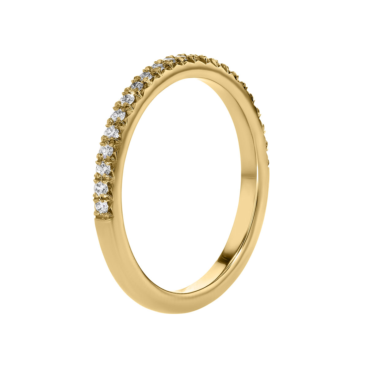 18K Yellow Gold Diamond Pavé Wedding Band