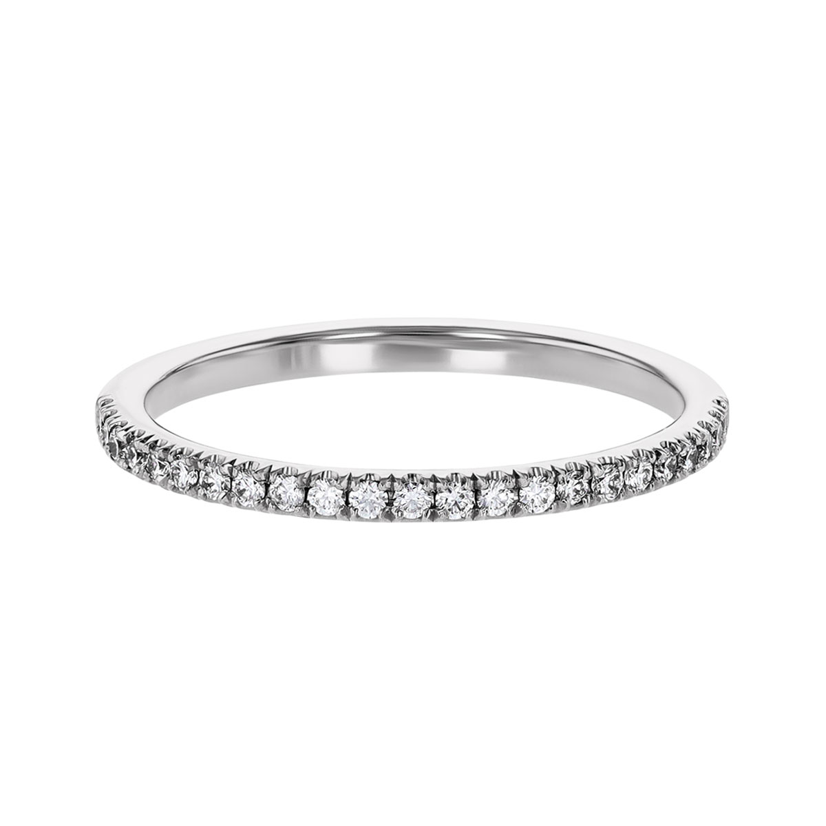 Diamond Pavé Half Shank Wedding Band in White Gold