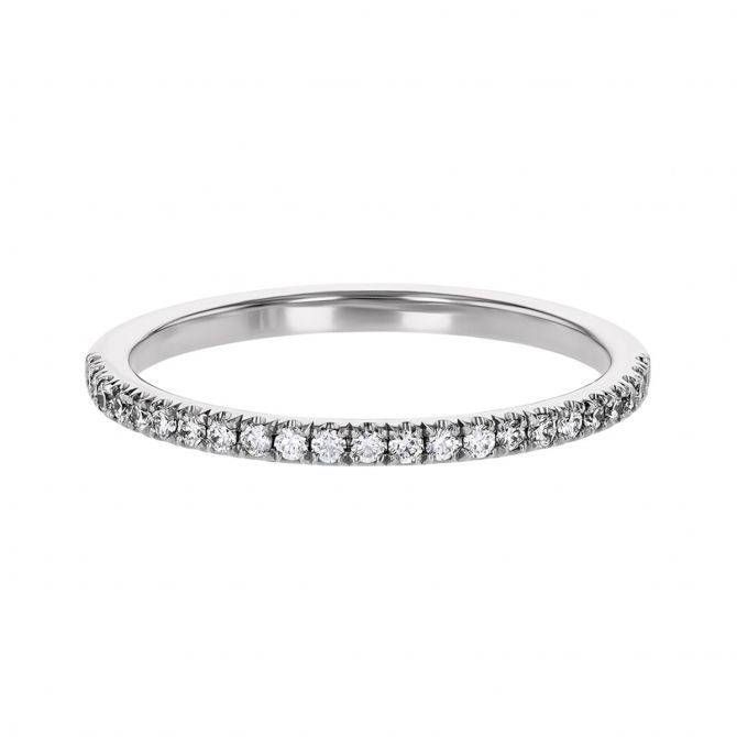Diamond Pavé Half Shank Wedding Band in White Gold