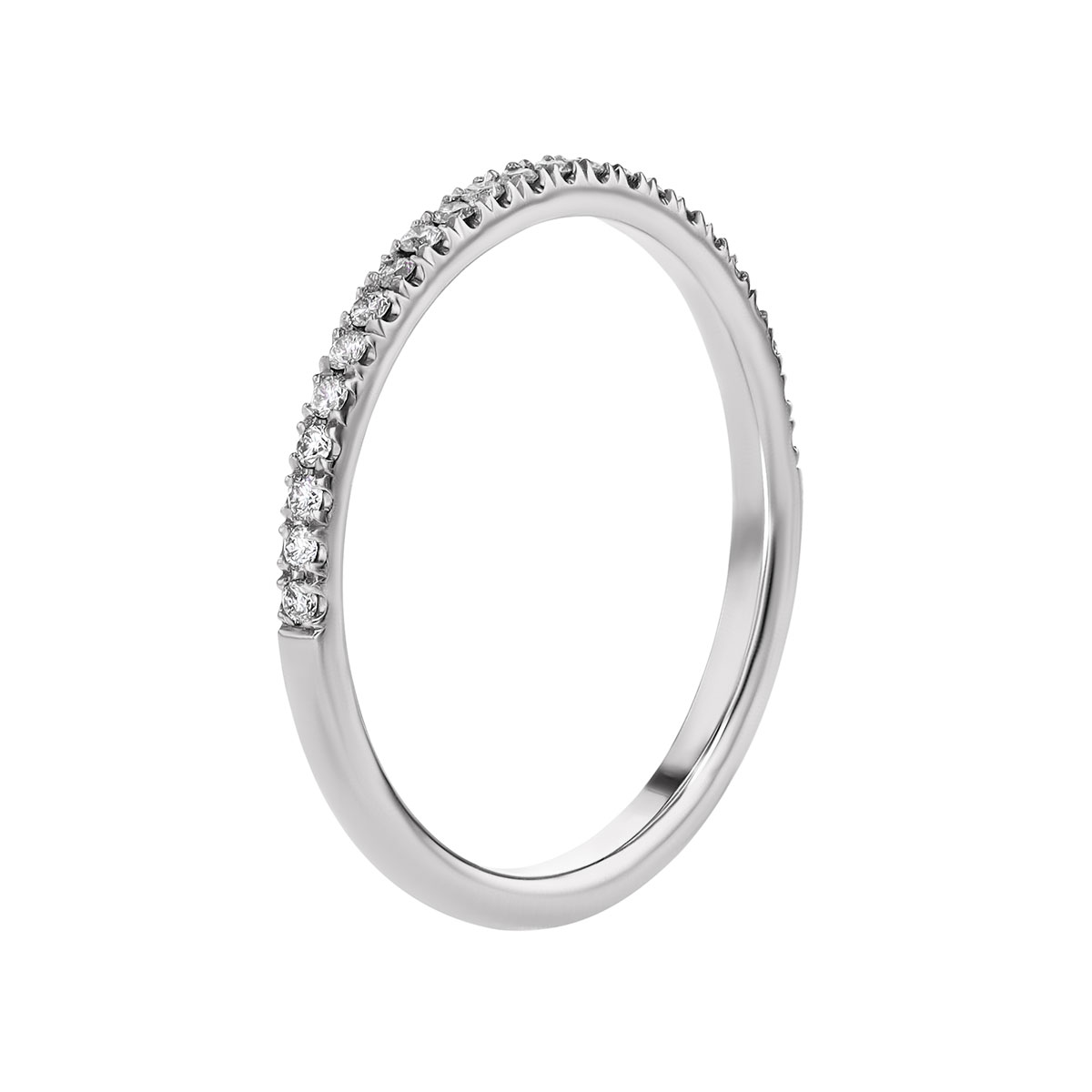 Diamond Pavé Half Shank Wedding Band in White Gold