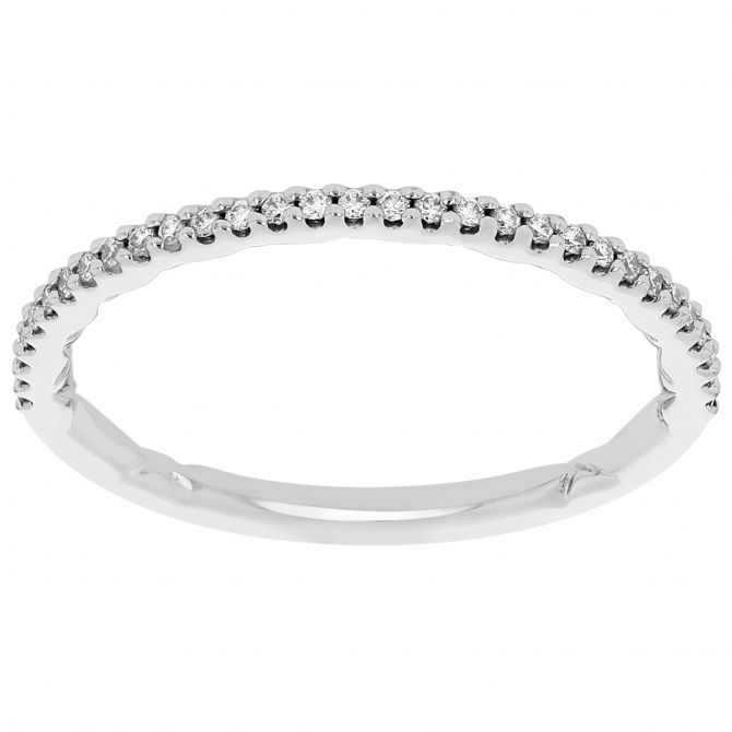 A. Jaffe Diamond Wedding Band in White Gold with Quilted Interior