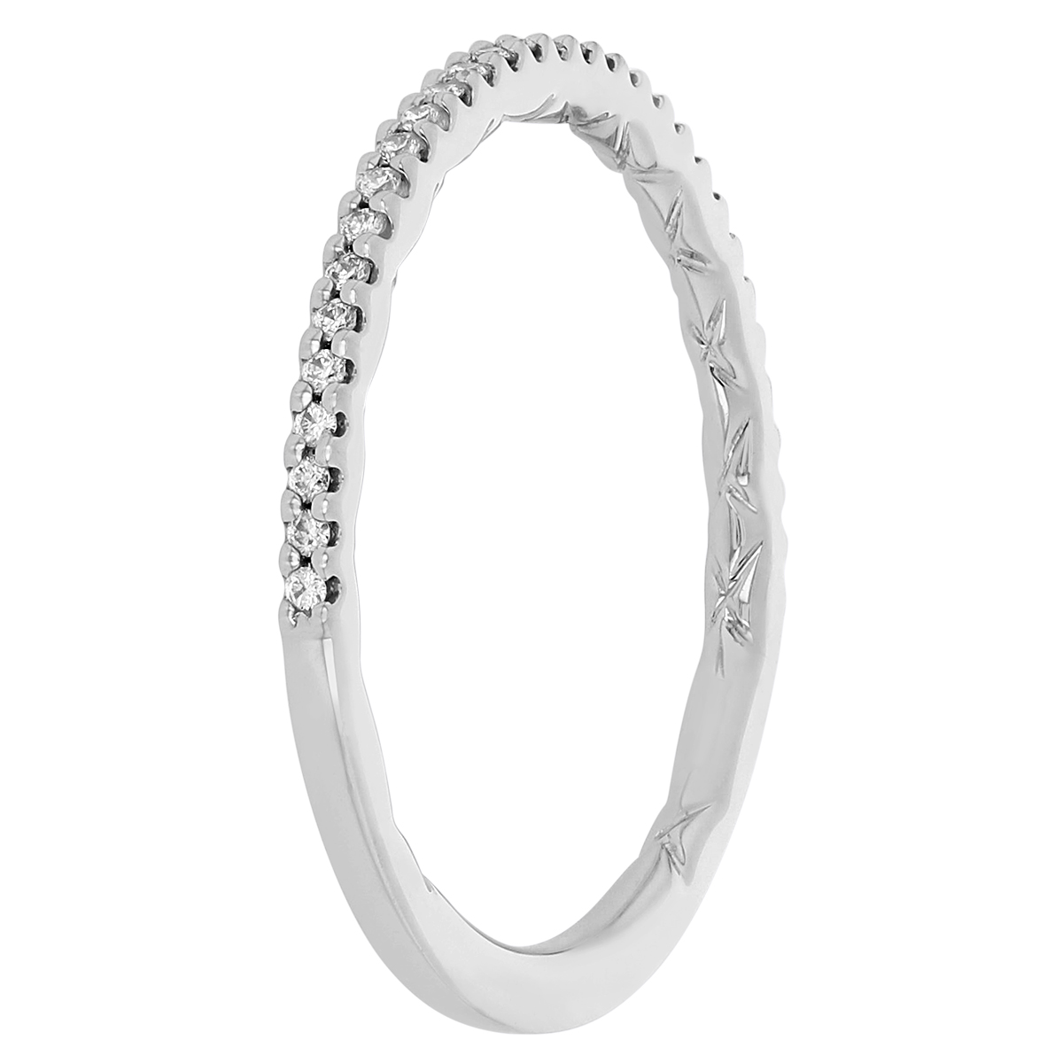 A. Jaffe Diamond Wedding Band in White Gold with Quilted Interior