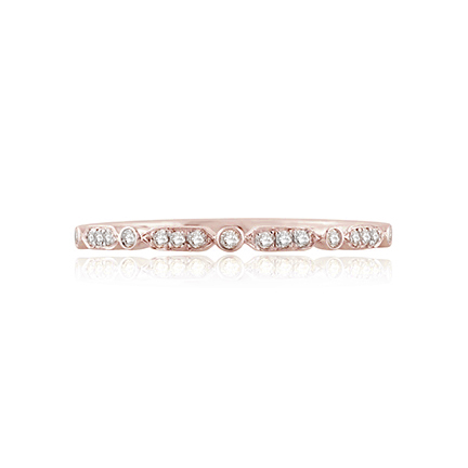 A. Jaffe 14K Rose Gold Diamond Art Deco Patterned Wedding Band