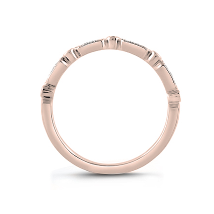 A. Jaffe 14K Rose Gold Diamond Art Deco Patterned Wedding Band