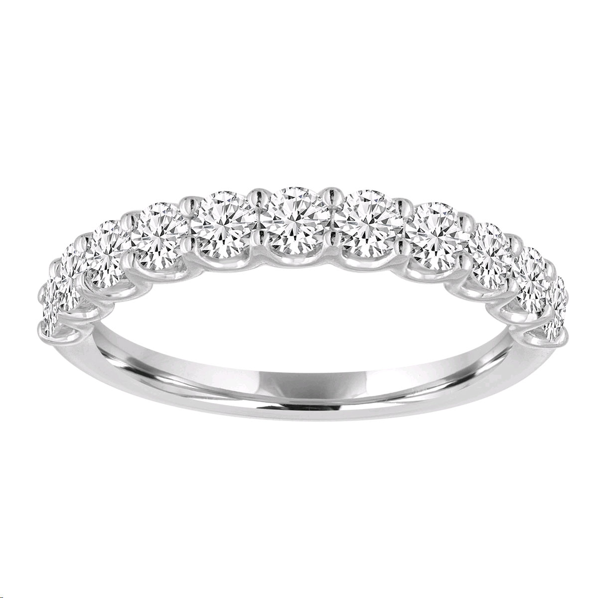 Diamond 11 Stone Scalloped Prong Wedding Band in White Gold Borsheims