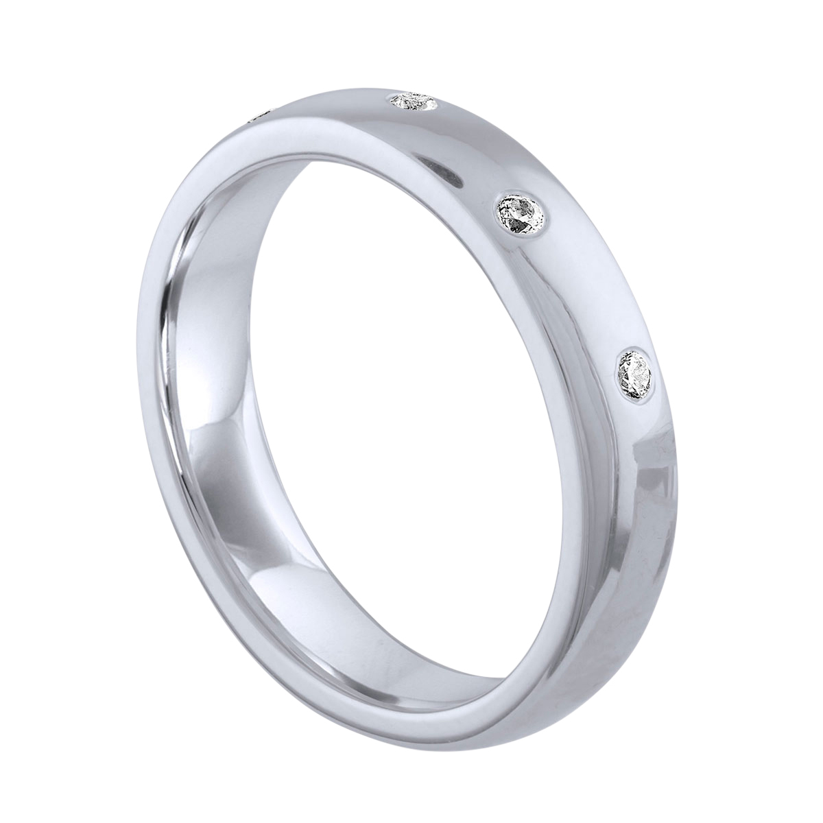 Diamond 5 Stone Inlay Wedding Band in White Gold