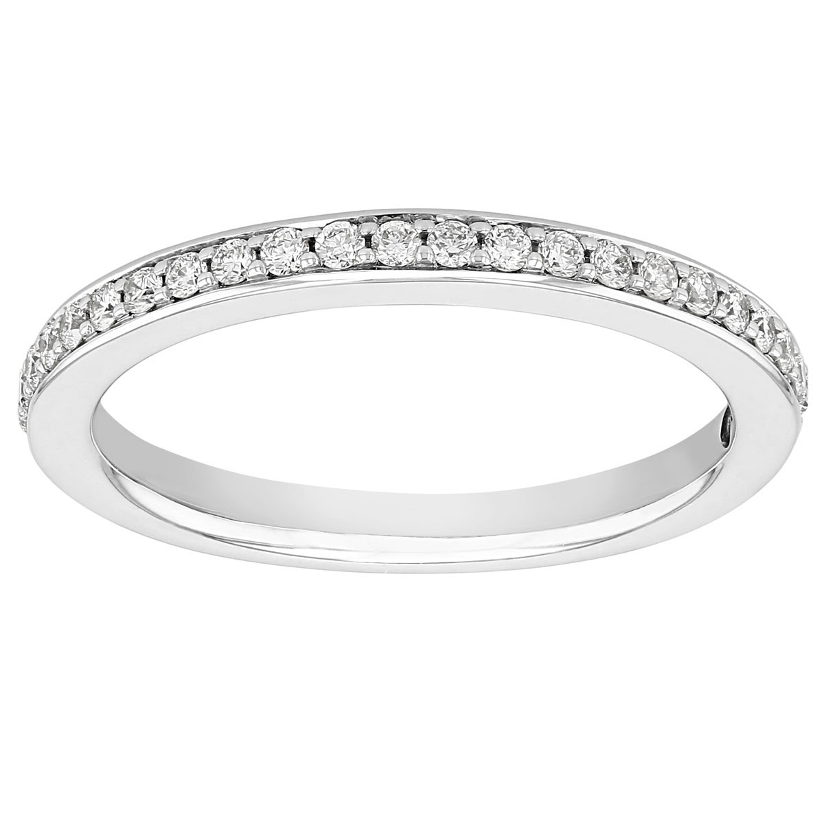Diamond Bead Bright Pave Wedding Band in White Gold