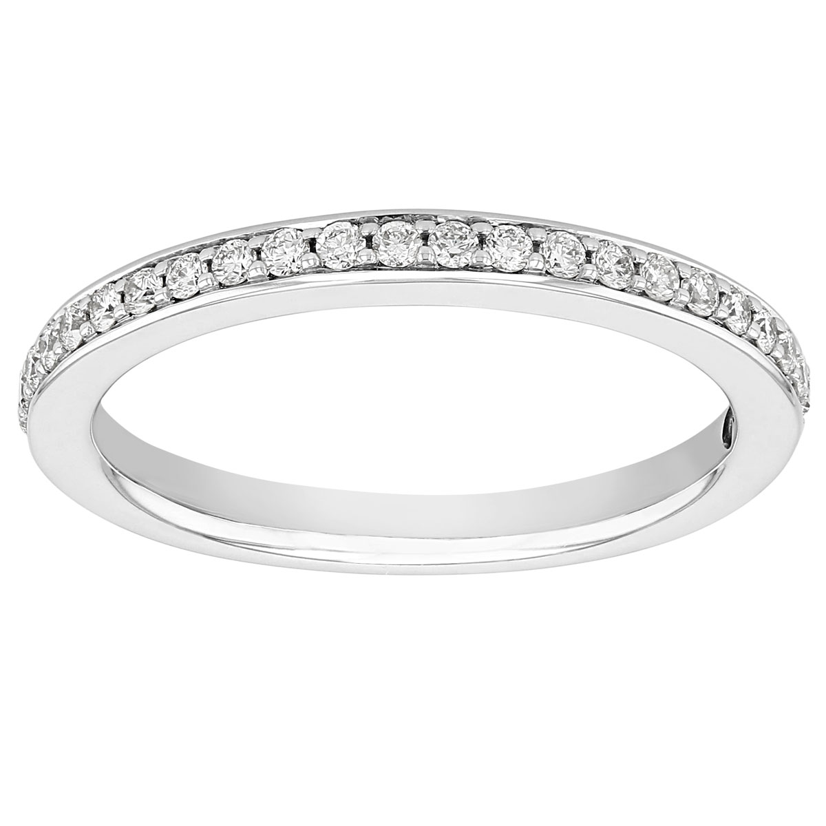 Diamond Bead Bright Pave Wedding Band in White Gold