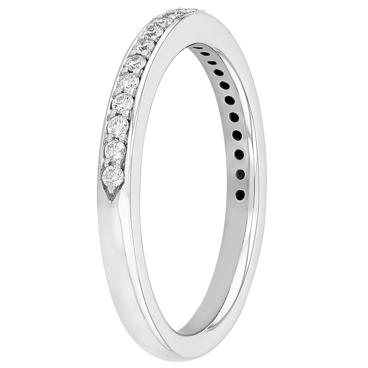 Diamond Bead Bright Pave Wedding Band in White Gold