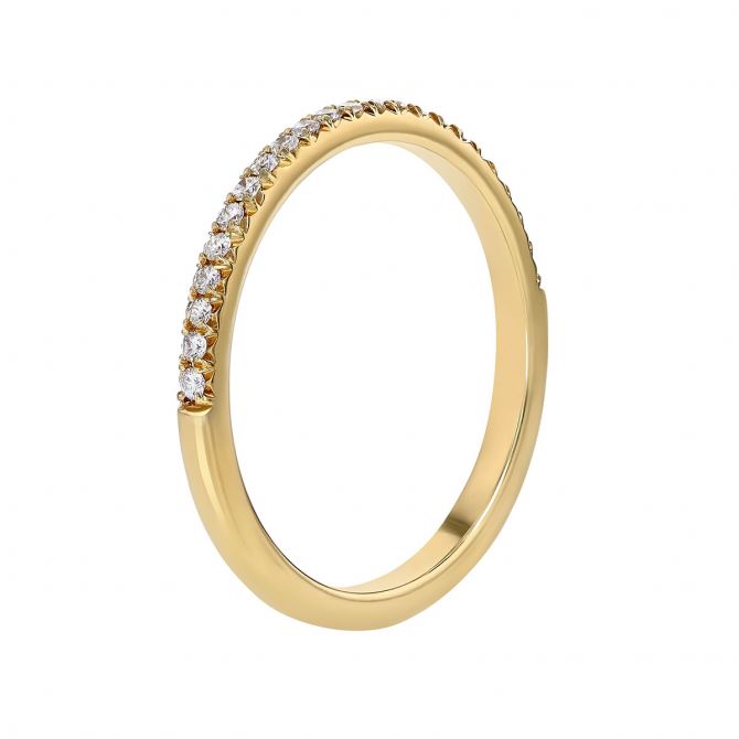 Diamond Surface Prong Set Slim Wedding Band in Yellow Gold Diamond Surface Prong Set Slim Wedding Band in Yellow Gold