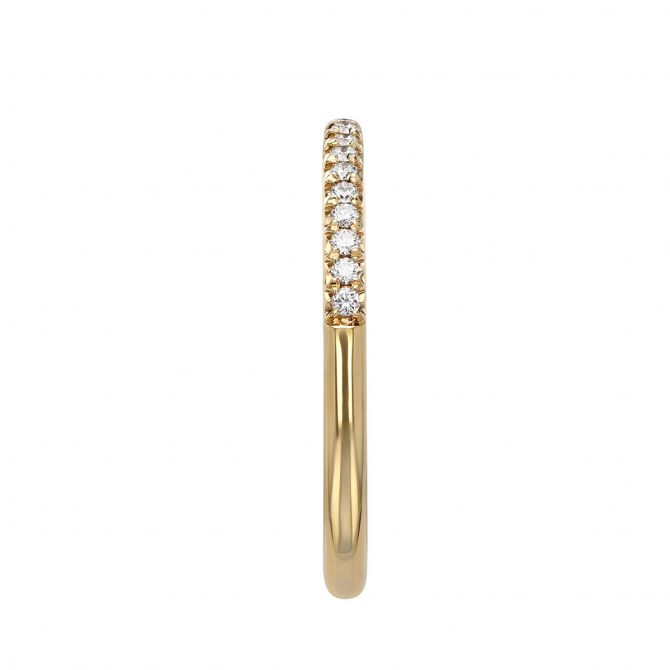 Diamond Surface Prong Set Slim Wedding Band in Yellow Gold
