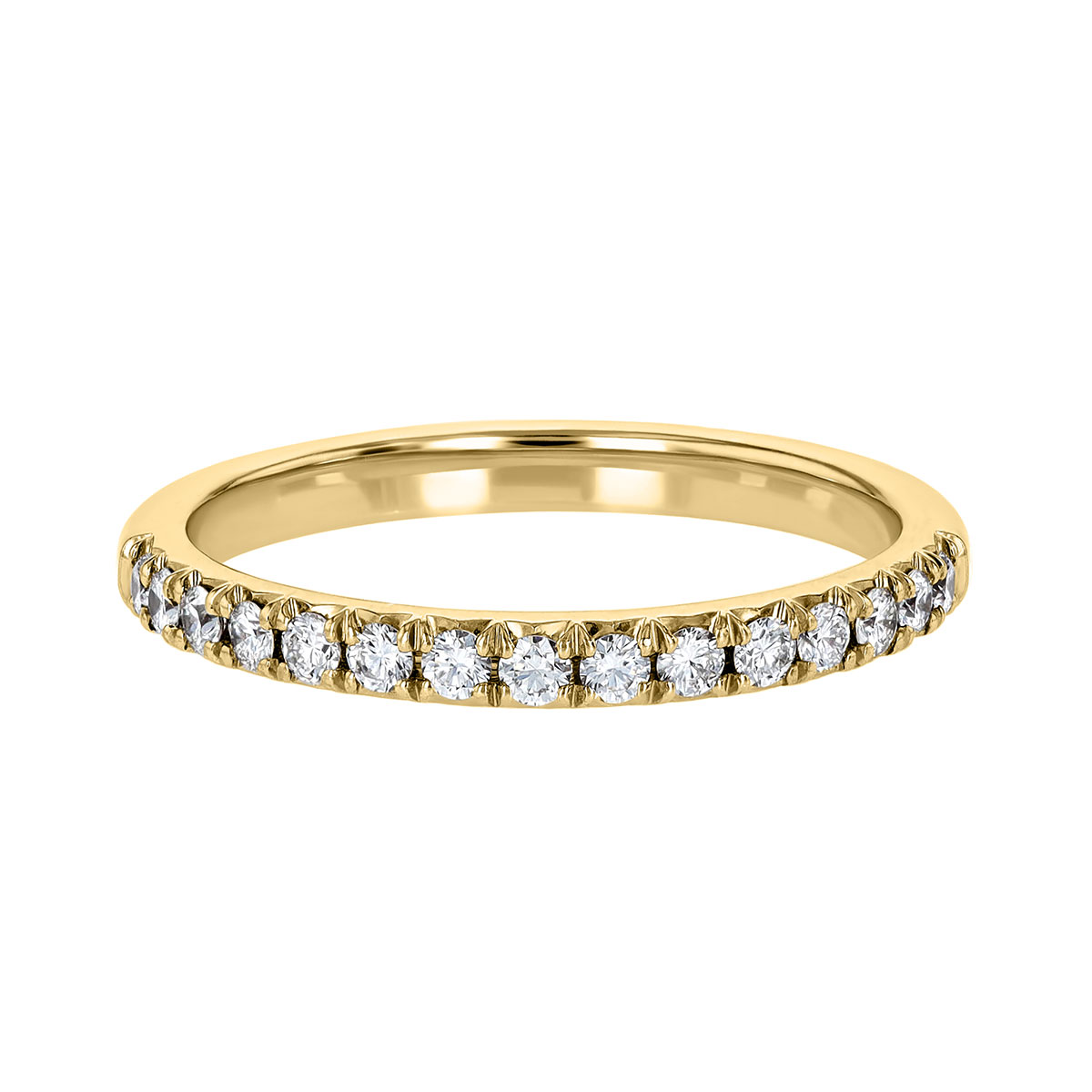 Diamond Prong Set Half Eternity Wedding Band in Yellow Gold
