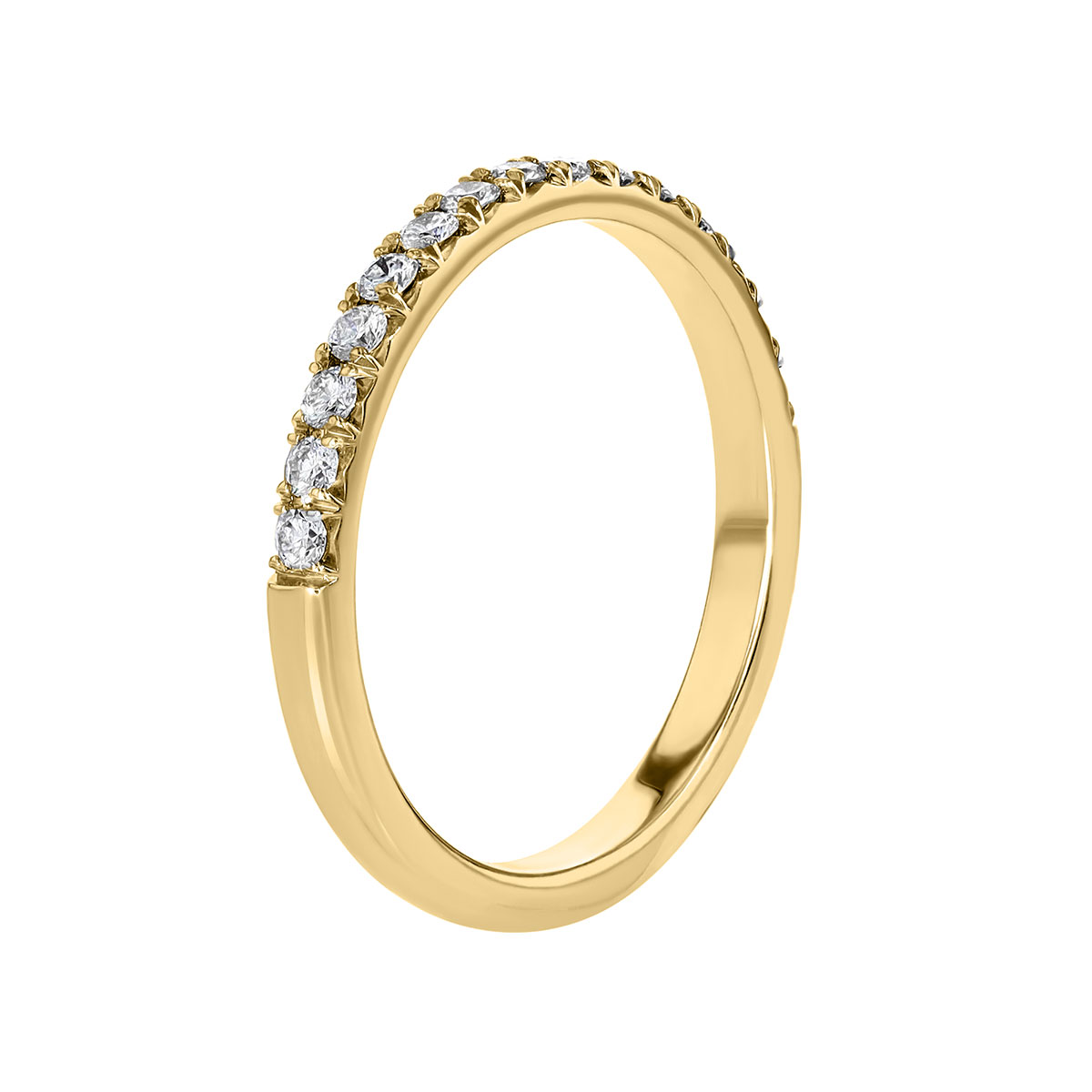 Diamond Prong Set Half Eternity Wedding Band in Yellow Gold
