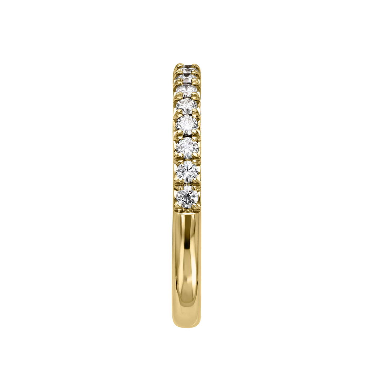 Diamond Prong Set Half Eternity Wedding Band in Yellow Gold
