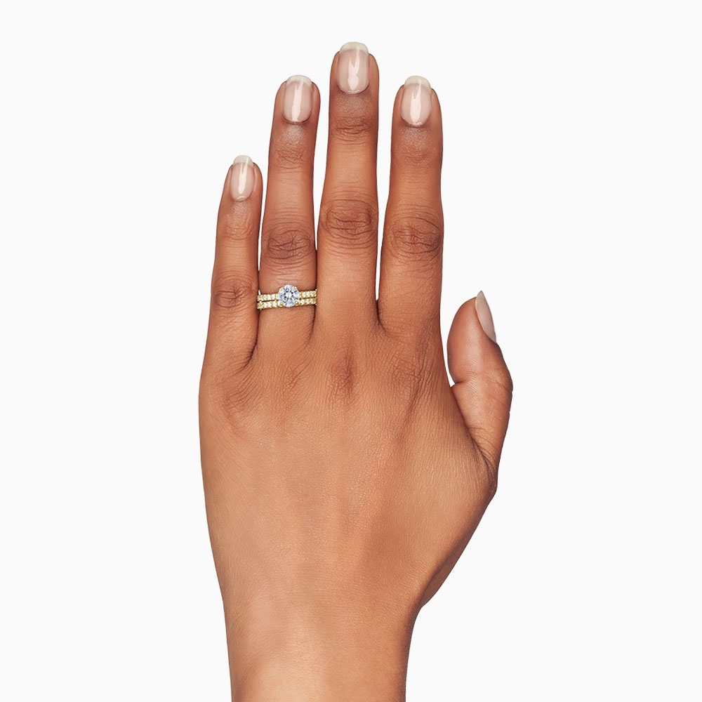 Diamond Prong Set Half Eternity Wedding Band in Yellow Gold