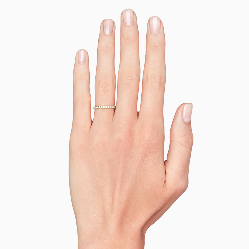 Diamond Prong Set Half Eternity Wedding Band in Yellow Gold